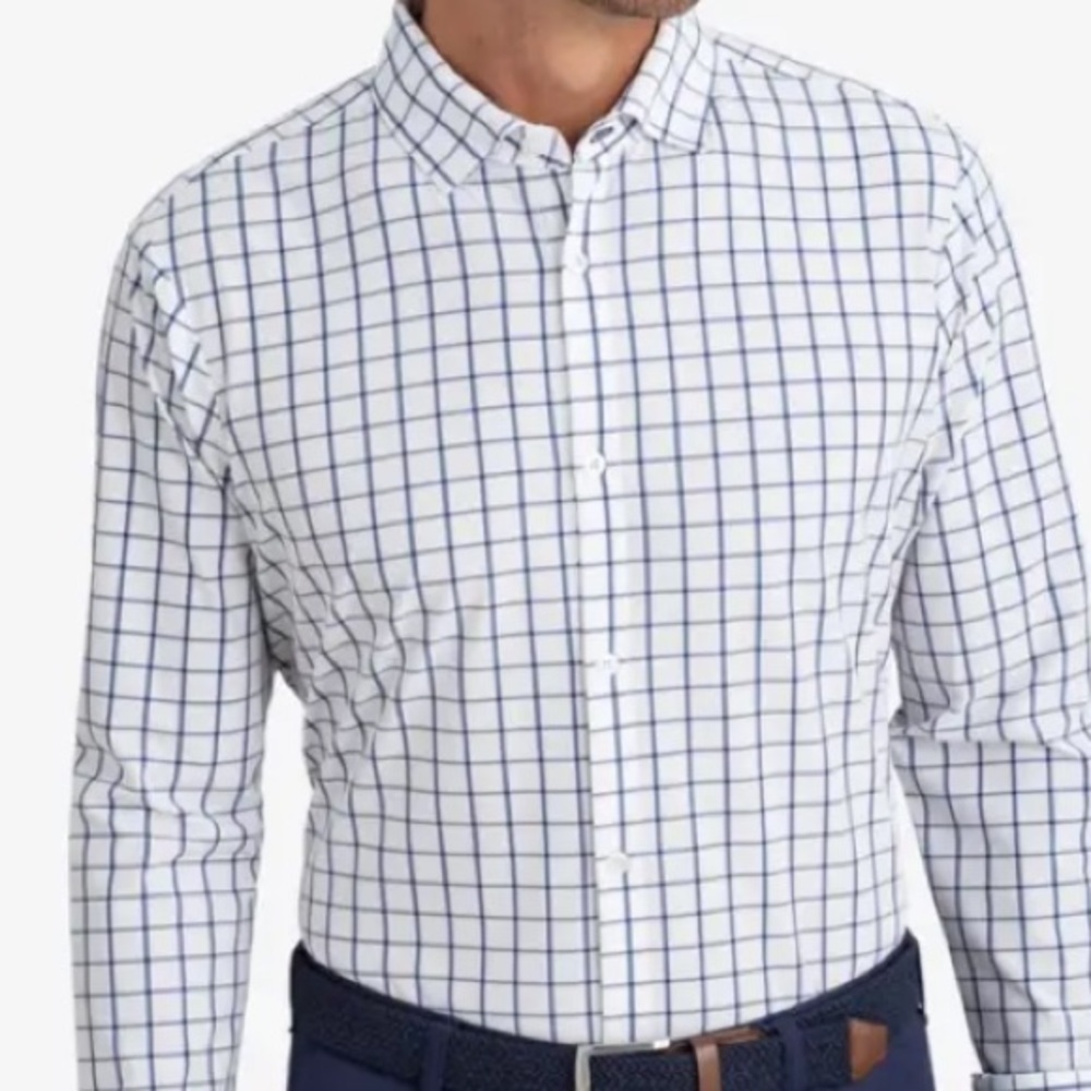 Mizzen + Main Shirt Men's Shirt Trim Fit Stretch Leeward windowpane no tuck L